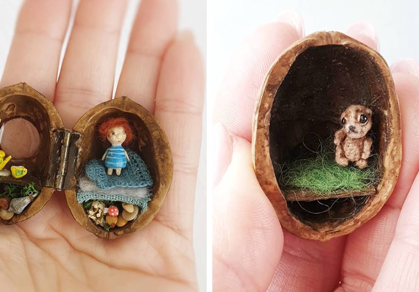 I Am An Artist From Russia And I Make Miniature Fairy Houses From Walnut Shells (19 Pics)