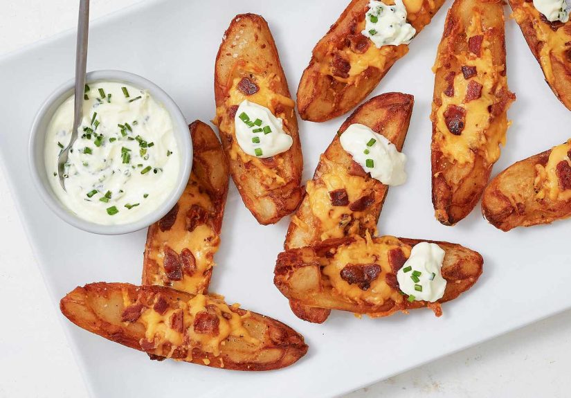 Deep-Fried Potato Skins Recipe With Dips and Toppings