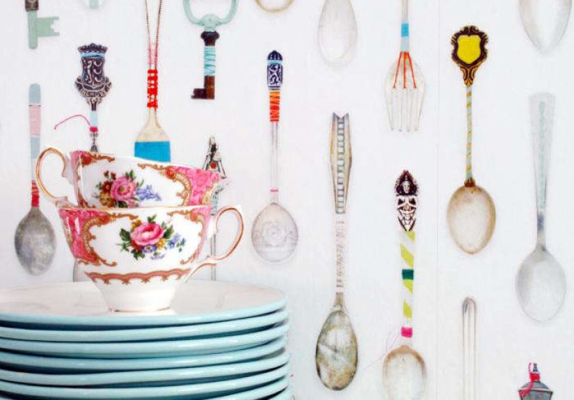 Teaspoons Wallpaper from Studio Ditte