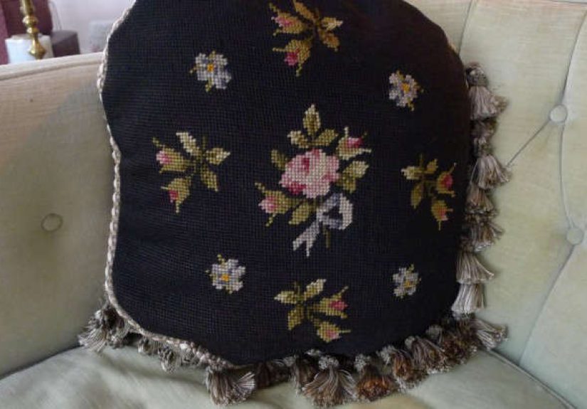 Beautiful Floral “Roses” Needlepoint Pillow