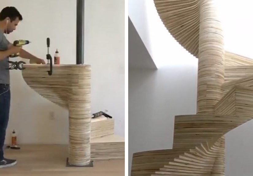 DIY Spiral Staircase Made Out Of Plywood