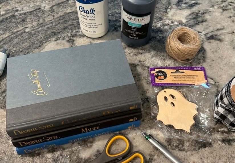 How to Create Ghostly Dollar Store Halloween Book Stacks
