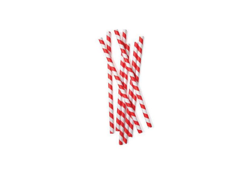 Red Paper Straws Striped