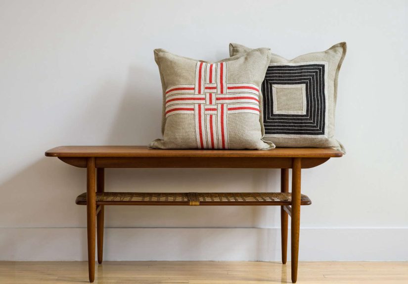 Red, Black, Gold, White Pillow