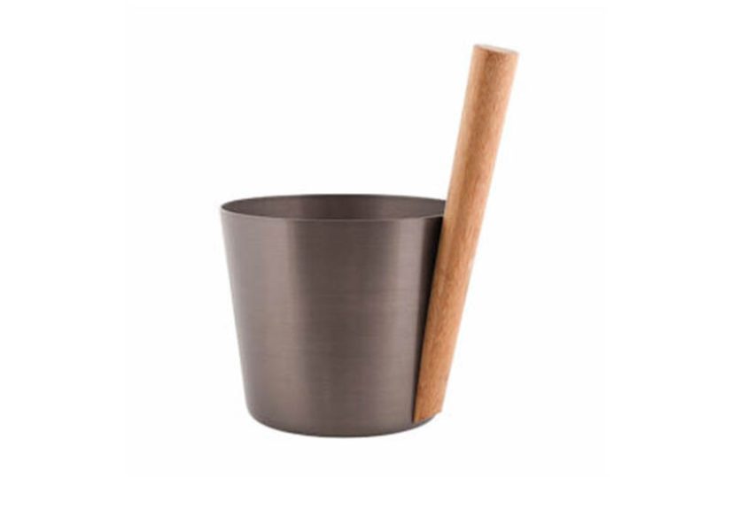Rento Tar Brown Aluminum Bamboo Sauna Bucket